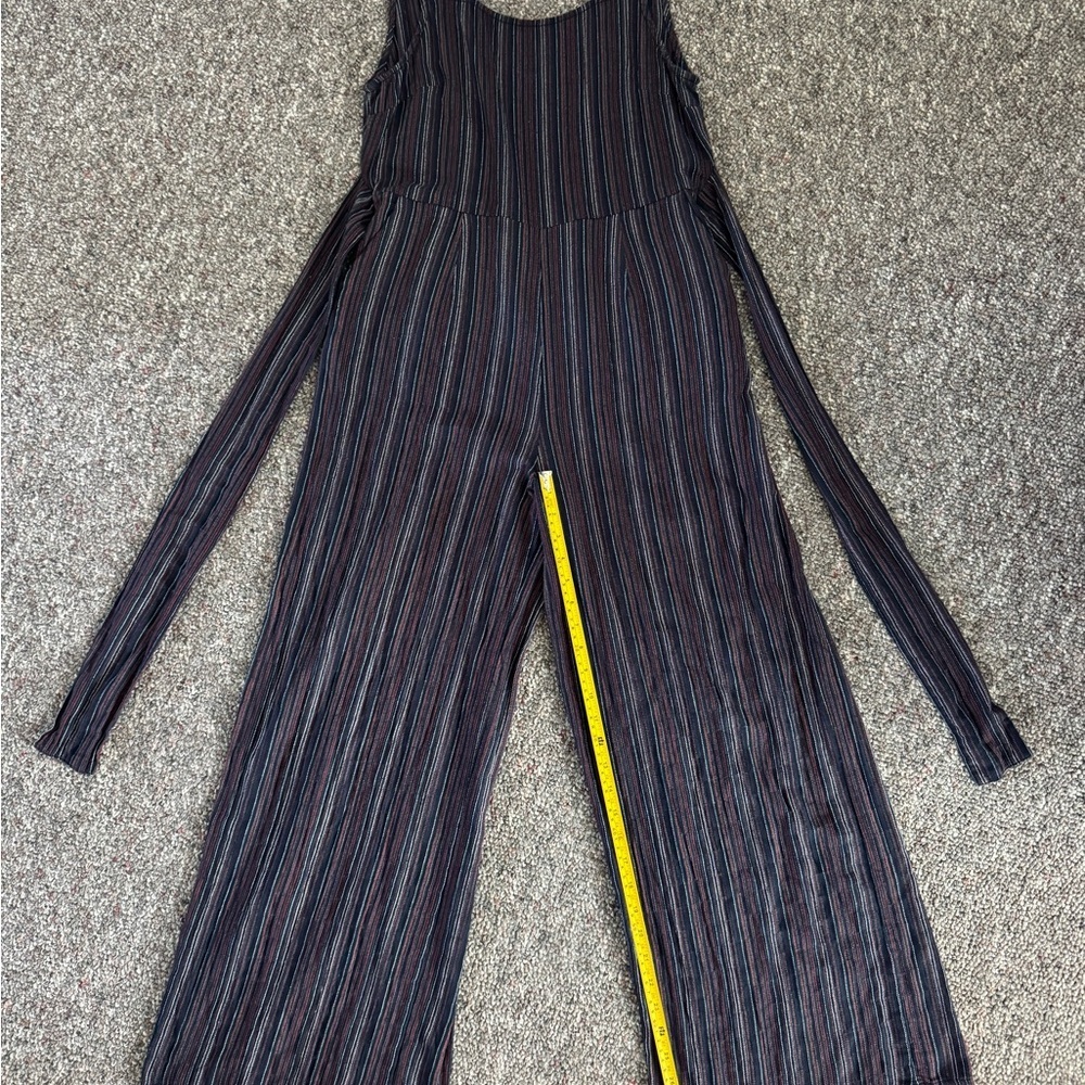 Moon River Multicolor Striped Jumpsuit Linen Blend Flowy lightweight